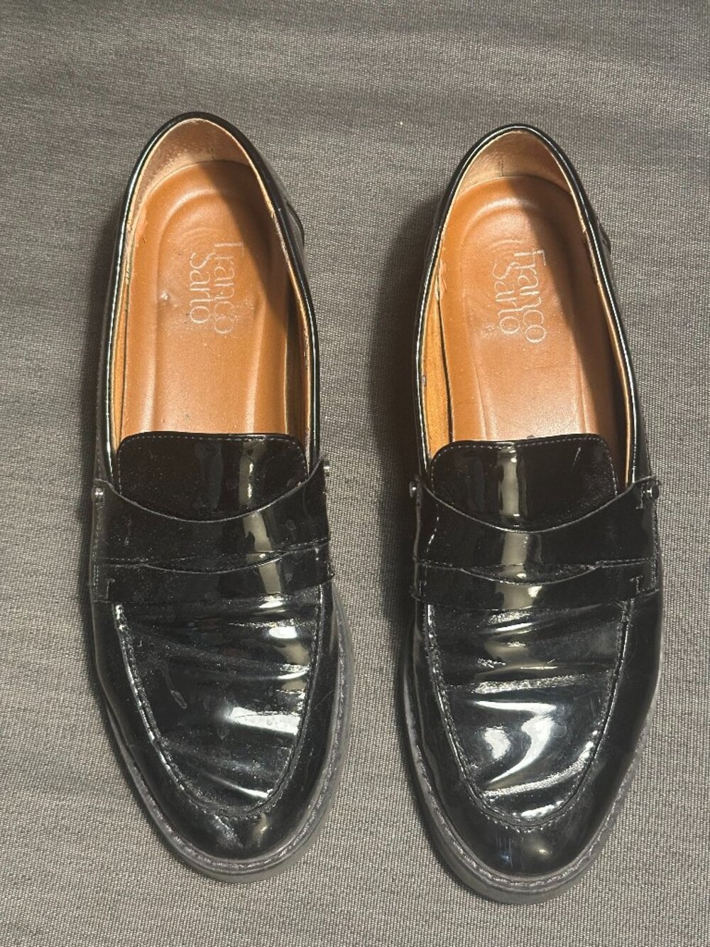 Franco Sarto Black Patent Loafers